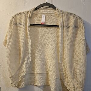 Womens XL Cream Knit Open Front Sweater